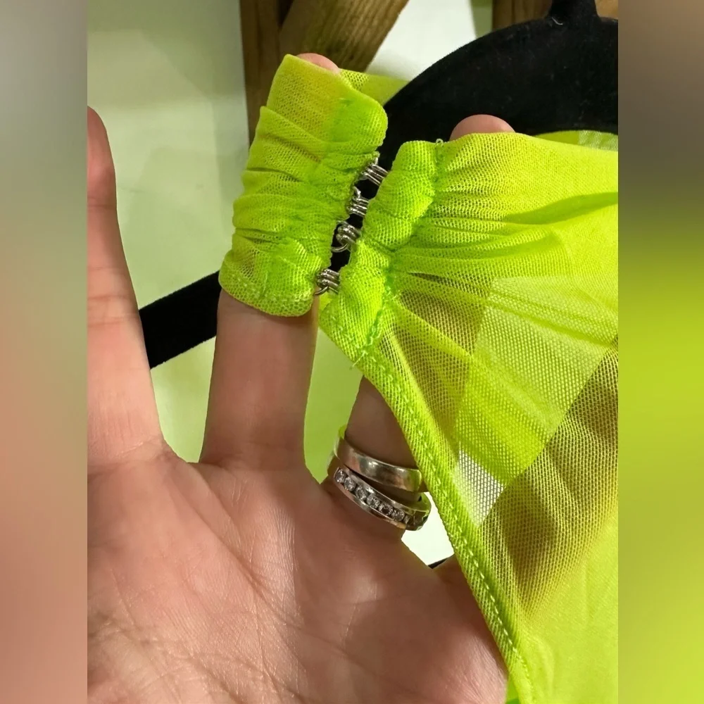 NWT House of CB Adrie Neon Green Gathered Mini Dress Small - Picture 6 of 16